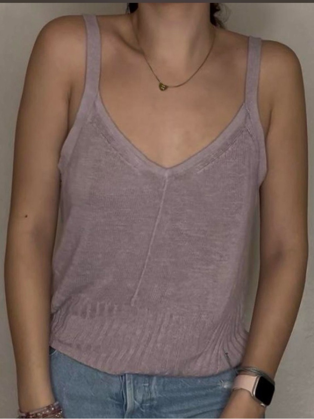 Banana Republic Purple/Gray Knit Tank Top Size Small